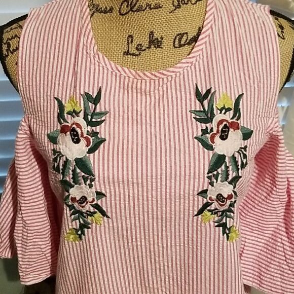 PRIMARK Striped Embroidered Dress Size 4 - Picture 2 of 9